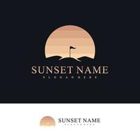 sunset mount logotyp design vektor mall, golf mount logotyp koncept illustration.