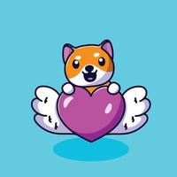 niedliche shiba inu hund cartoon vektor symbol illustration. tiertechnologie-symbol-konzept isolierter premium-vektor. flacher Cartoon-Stil