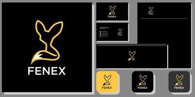 fenex symbol djurliv sitter minimalistisk med varumärkesidentitet mall vektor