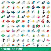 100 Dialogsymbole gesetzt, isometrischer 3D-Stil vektor