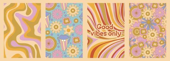 groovy affisch i tecknad stil med slogan och blomma daisy. groovy blomma bakgrund. retro 60-70-tals psykedelisk design. abstrakt hippie illustration vektor
