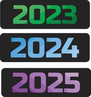 nummer 2023,2024, 2025 på svart och vit bakgrund. 2023,2024, 2025 logotyptextdesign. firande typografi affisch, banner eller gott nytt år gratulationskort designmall. vektor illustration