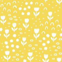 vektor mönster med blommor och sbstract former. doodle siluett sömlös bakgrund med tulpan blommor.