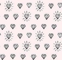 diamant sömlösa vektormönster med handritade diamanter och ädelstenar i doodle stil. tjejigt mode, trendig bakgrund. vektor