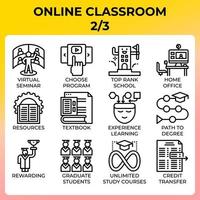 Online-Klassenzimmer-Icon-Set vektor