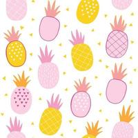 Ananas-Vektormuster. bunte Hand gezeichneter nahtloser Hintergrund der geometrischen Sommerfrucht. tropische lustige kindliche illustration. vektor