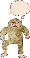 Cartoon Bigfoot und Gedankenblase im Grunge-Texturmuster-Stil vektor
