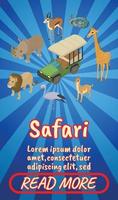 safari-konzeptbanner, comics isometrischer stil vektor