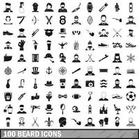 100 Bartsymbole gesetzt, einfacher Stil