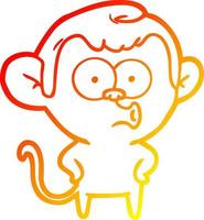 warme Gradientenlinie Zeichnung Cartoon überraschter Affe vektor