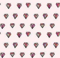 diamant sömlösa vektormönster med handritade färgglada diamanter och ädelstenar i doodle stil. tjejigt mode, trendig bakgrund. vektor