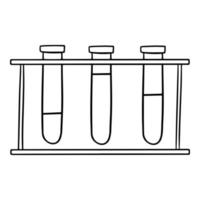 monochromes Bild, chemisches Experiment, Metallständer mit Glasröhren, Vektorillustration im Cartoon-Stil auf weißem Hintergrund vektor
