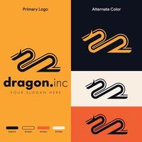 minimalistisches, einfaches Drachen-Logo-Design vektor