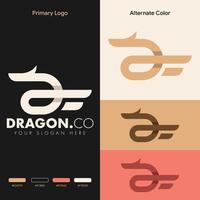 minimalistisches, einfaches Drachen-Logo-Design vektor