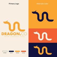 minimalistisches, einfaches Drachen-Logo-Design vektor