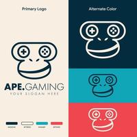 minimalistisk enkel apa monkey gaming logotyp design vektor