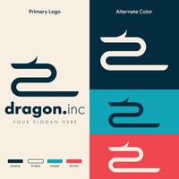 minimalistisches, einfaches Drachen-Logo-Design vektor