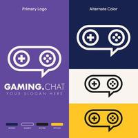 minimalistisches, einfaches Design des Joystick-Chat-Gaming-Logos vektor