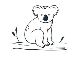 süßer Koala. einfache Illustration im Doodle-Stil isoliert auf weißem Hintergrund. von Hand gezeichnet. wilde Tiere. vektor