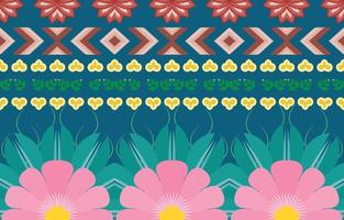 Blumenbunter Stoff, geometrisches ethnisches Muster im traditionellen orientalischen Hintergrunddesign für Teppich, Tapete, Kleidung, Verpackung, Batik, Vektorillustrationsstickereiart. vektor
