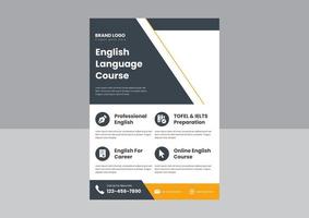 lär dig engelska online flyer design. design av flygblad för engelska språkkurser. bästa engelska språkkurs affisch flyer. vektor