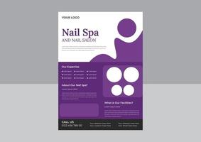 Nail Spa Service Flyer Design Vorlage, Spa und Salon Flyer Vorlage, Beauty Spa Friseursalon Print Ready Flyer Vorlagendesign. Faltblatt, A4-Format, Flyer, vektor
