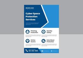 Flyer-Poster-Vorlage für Cyber-Sicherheit. Flyer-Design für Cyber-Sicherheitsschutzdienste. Datenschutz-Service-Plakat-Flyer. vektor