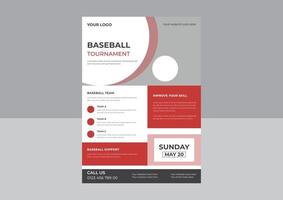 Baseball-Flyer-Vektor, Design für Sportförderung, modernes Turnier. Ankündigung von Sportspielveranstaltungen. Flyer, Bannerwerbung. vektor