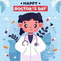 kvinnlig läkare firar nationella läkarnas dag vektor