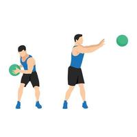 seitlicher Medizinballwurf. Slam-Übung. flache vektorillustration lokalisiert auf weißem hintergrund. Workout-Zeichensatz vektor