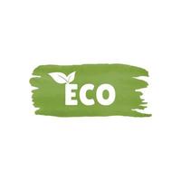 Umweltzeichen, Logo mit Aquarellhintergrund. organisches, natürliches Produktkonzept. vektor