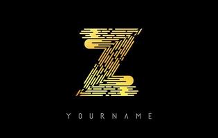 goldenes z-buchstabe-logo-konzept. kreatives minimales monochromes monogramm mit linien und fingerabdruckmuster. vektor