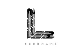 schwarzes l-Buchstaben-Logo-Konzept. kreatives minimales monochromes monogramm mit linien und fingerabdruckmuster. vektor