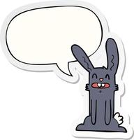 Cartoon-Kaninchen und Sprechblasenaufkleber vektor