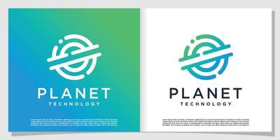 planet tech logotyp med modern kreativ stil premium vektor