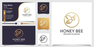 honungsbi logotyp med kreativa unika koncept premium vektor