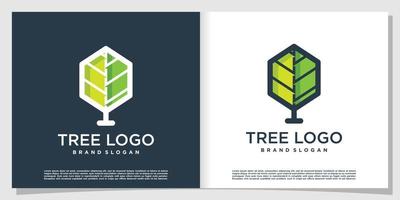 träd logotyp med modern enkel och kreativ stil premium vektor