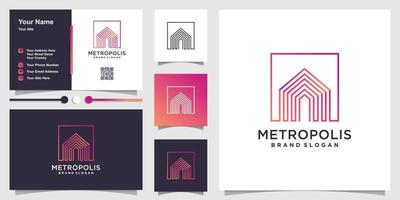 metropolis logotyp design kapital, lägenhet, fastighetsbolag premium vektor