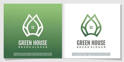grünes Haus kreatives Logo-Design Premium-Vektor vektor