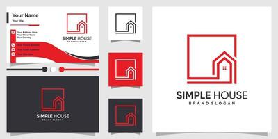 einfaches Haus-Logo-Design mit Premium-Vektor im Linienstil vektor