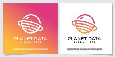 planet data logotyp med modern koncept premium vektor