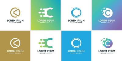 c logotyp samling med kreativa element koncept premium vektor