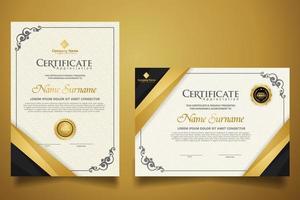 zertifikatvorlage mit klassischem rahmen und modernem muster, diplom, vektorillustration