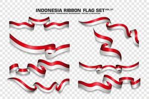 indonesien bandflaggor set, elementdesign, 3d-stil. vektor illustration