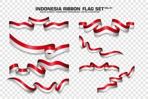 indonesien bandflaggor set, elementdesign, 3d-stil. vektor illustration