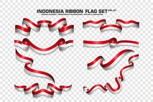 indonesien bandflaggor set, elementdesign, 3d-stil. vektor illustration