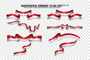 indonesien bandflaggor set, elementdesign, 3d-stil. vektor illustration