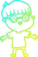 Kalte Gradientenlinie Zeichnung Cartoon-Junge mit Brille vektor