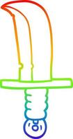 Regenbogen-Gradientenlinie Zeichnung Cartoon-Dolch vektor