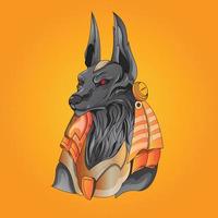 ägyptischer gott anubis. goldhund ägyptische mythologie moderne technologie stahl für kleidung und kapuzendesign vektor